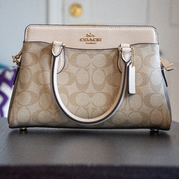 Coach Mini Darcie carryall in blocked signature canvas - Picture 1 of 7